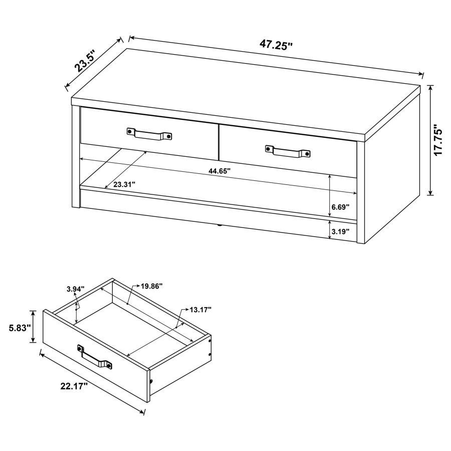 Felix - 2-Drawer Engineered Wood Coffee Table - Gray Driftwood