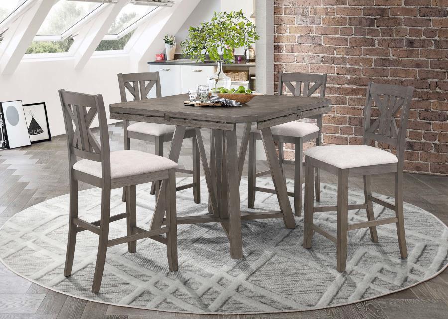 Athens - Round Drop Leaf Counter Dining Table - Gray