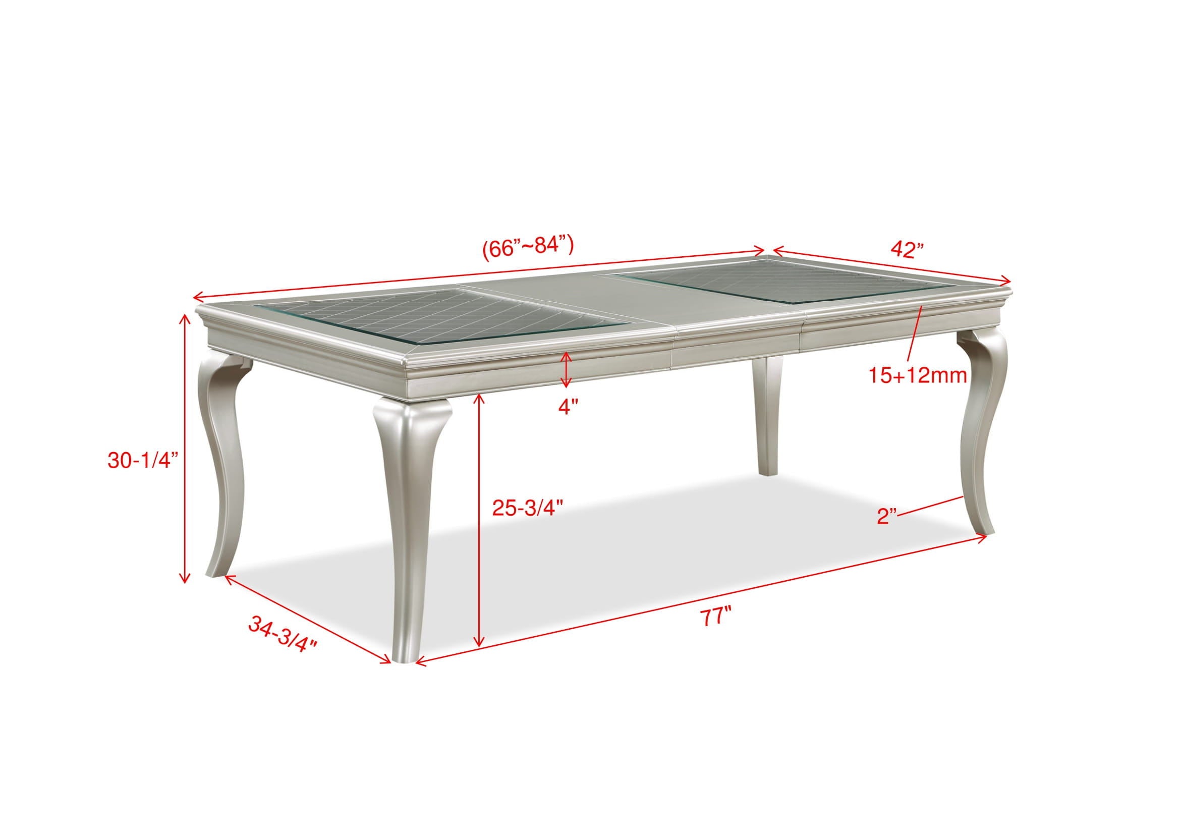Caldwell - Dining Table (18 Leaf) - Pearl Silver