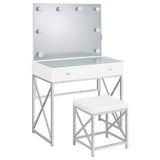 Eliza - Vanity Set With Lighting & Stool - White And Chrome by Coaster Fine Furniture | Bel Furniture