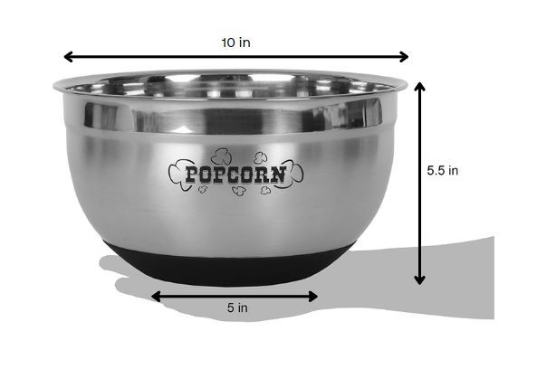 Sleek Popcorn Serving Bowl - Stainless Steel