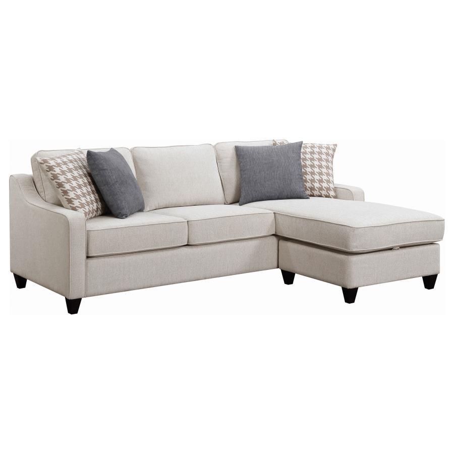 Mcloughlin - Upholstered Sloped Arm Sectional Sofa - Platinum by CoasterEssence | Bel Furniture