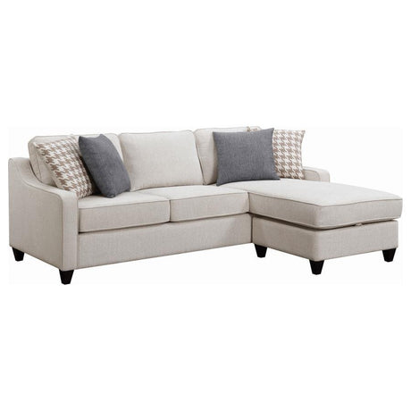Mcloughlin - Upholstered Sloped Arm Sectional Sofa - Platinum by CoasterEssence | Bel Furniture