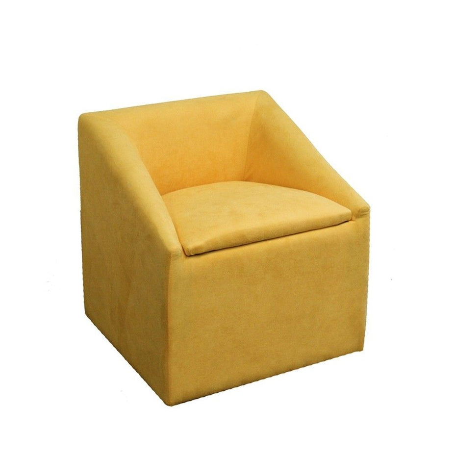 Cubed Accent Storage Chair 21" - Modern Yellow Gold