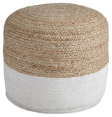 Sweed - Round - Pouf White by Signature Design by Ashley® | Bel Furniture