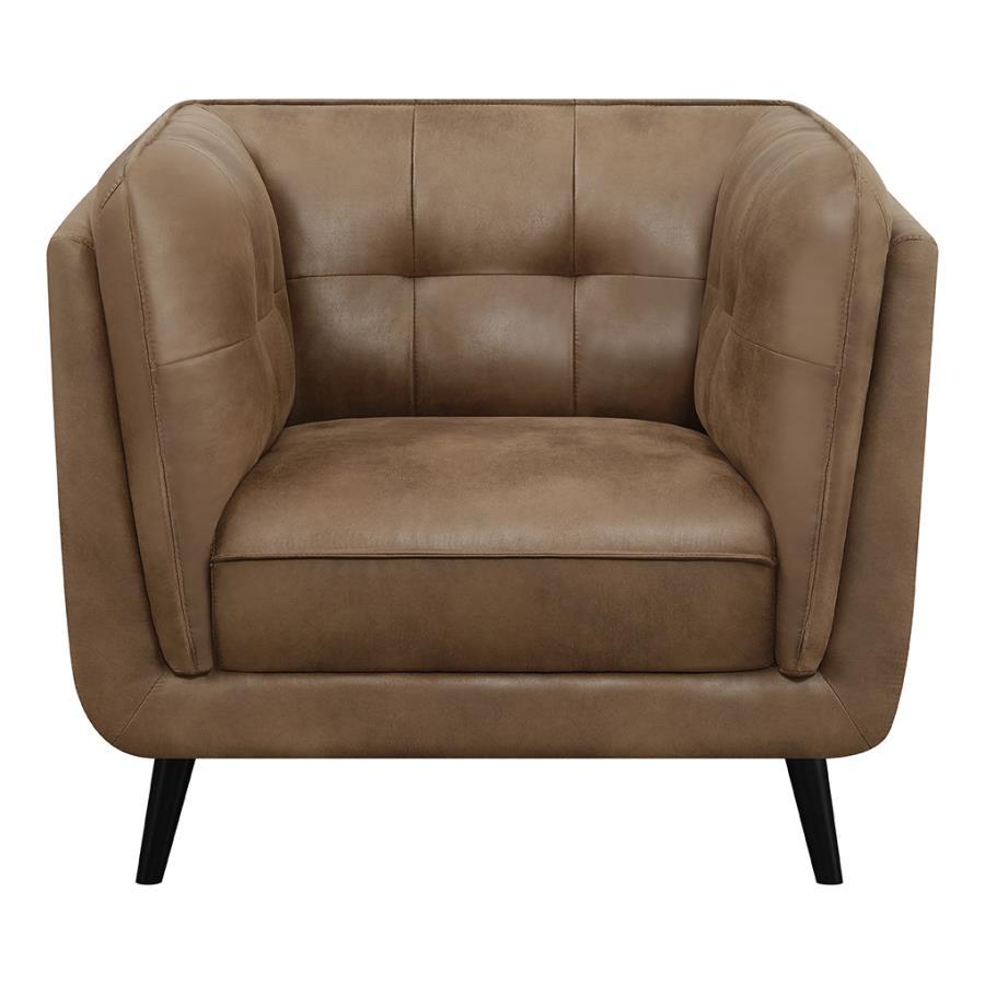 Thatcher - Upholstered Tuxedo Arm Tufted Accent Chair - Brown