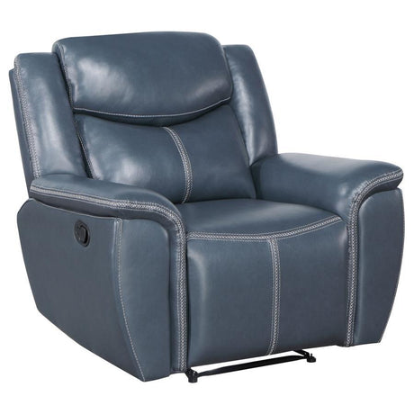 Sloane - Upholstered Padded Arm Recliner Chair - Blue by Coaster Fine Furniture | Bel Furniture