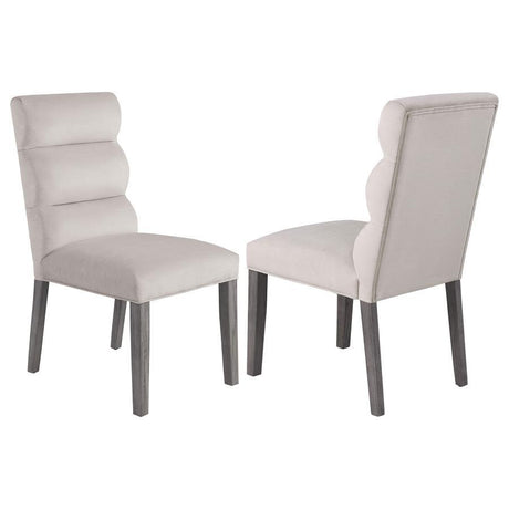 Carla - Upholstered Dining Side Chair (Set of 2) Pearl Silver by Coaster Fine Furniture | Bel Furniture