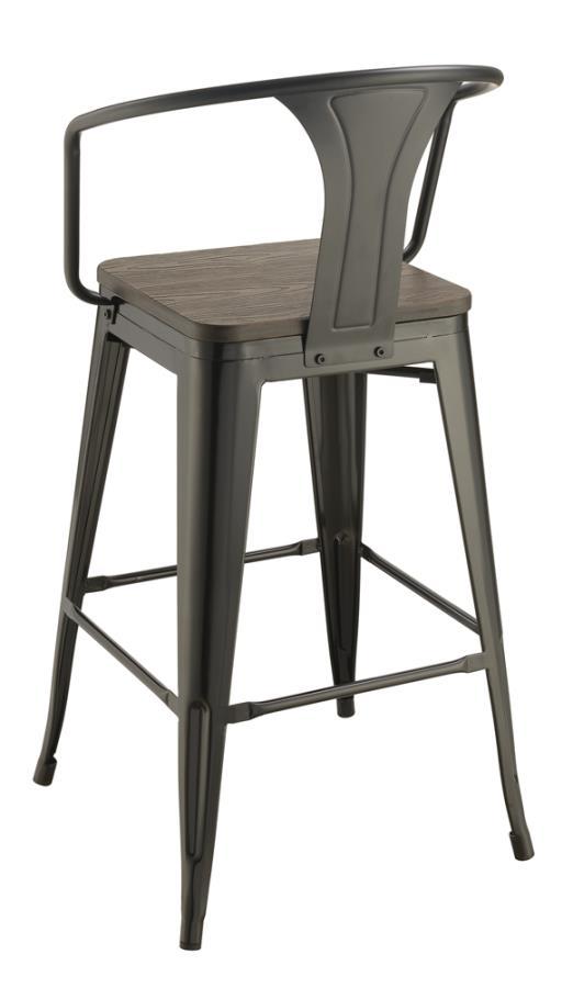 Cavalier - Wooden Seat Bar Stools (Set of 2) - Dark Elm And Matte Black