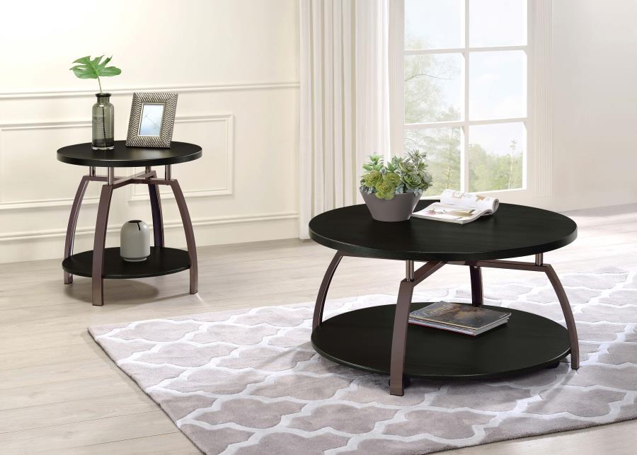 Dacre - Round Engineered Wood Top Coffee Table - Dark Gray