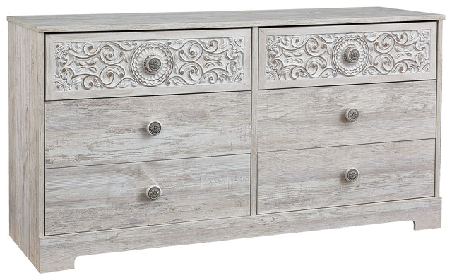Paxberry - Whitewash - Six Drawer Dresser - Weatherworn by Signature Design by Ashley® | Bel Furniture