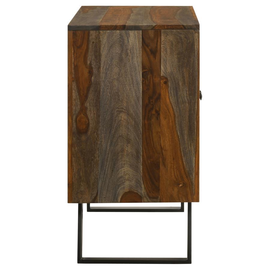 Mathis - 2 Door Sheesham Wood Storage Accent Cabinet - Gray