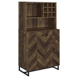 Mendoza - 2 Door Home Bar Cabinet Wine Storage - Rustic Oak by CoasterEveryday | Bel Furniture