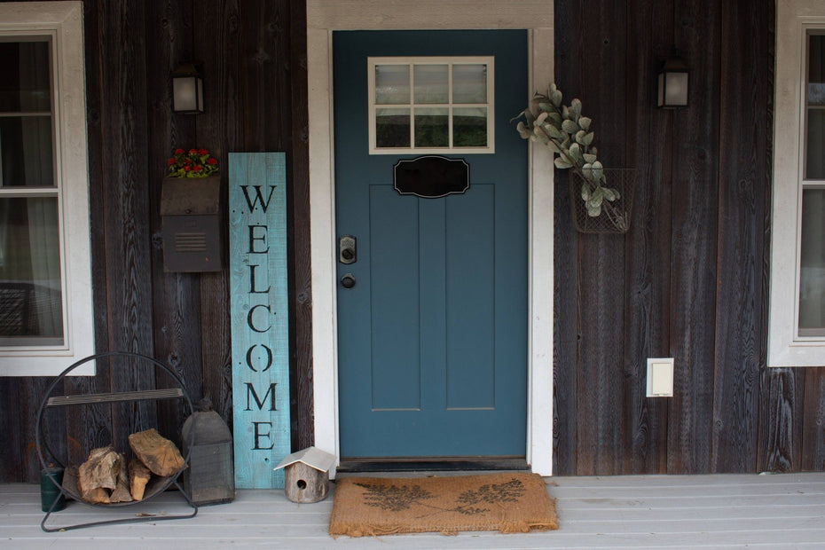 RusticFront Porch Welcome Sign - Light Aqua Blue