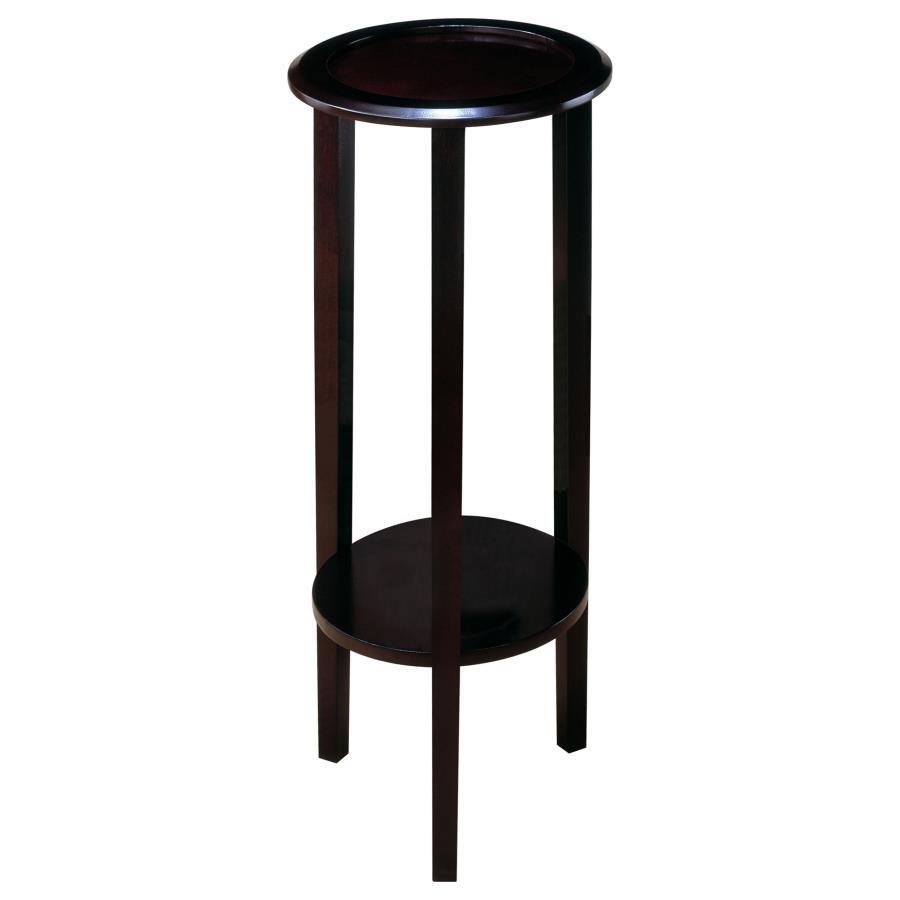 Kirk - 1-Shelf Round Wood Plant Stand Side Table - Espresso by CoasterEveryday | Bel Furniture