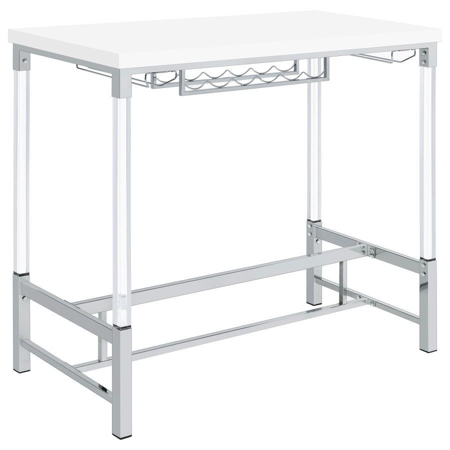 Norcrest - Acrylic Leg Bar Table - White High Gloss by Coaster Fine Furniture | Bel Furniture