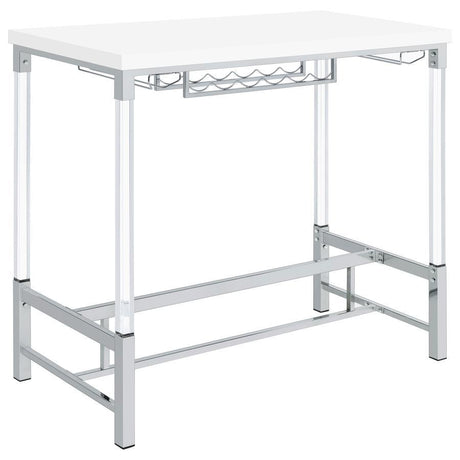 Norcrest - Acrylic Leg Bar Table - White High Gloss by Coaster Fine Furniture | Bel Furniture