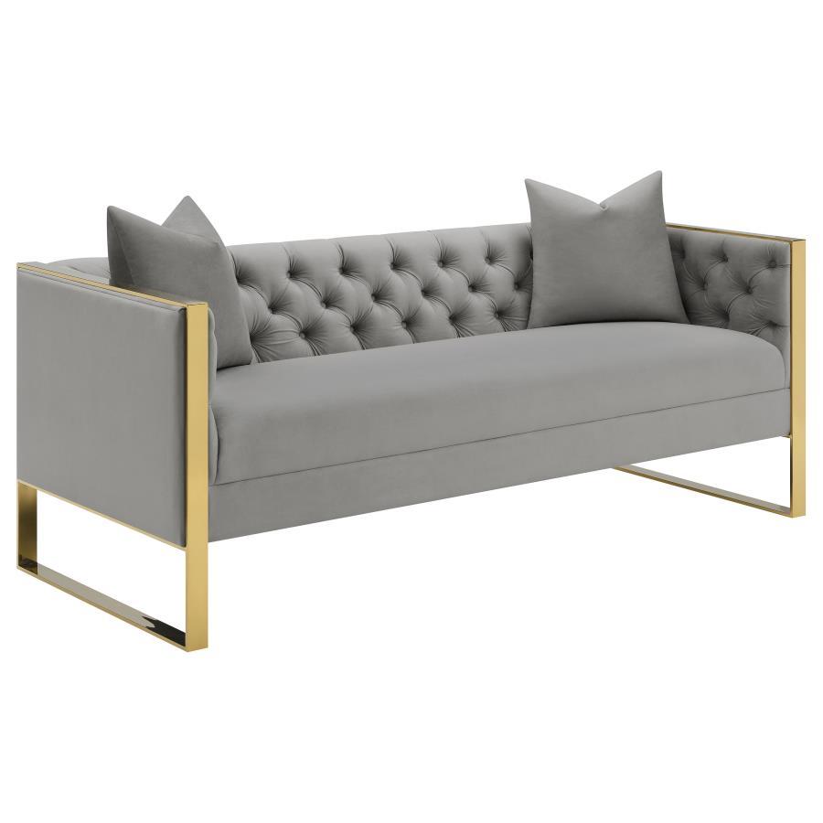 Eastbrook - Velvet Upholstered Tufted Sofa - Gray