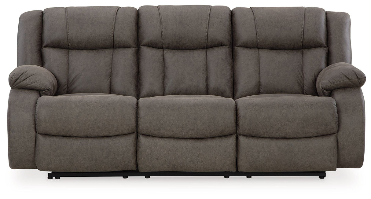 First Base - Gunmetal - Reclining Sofa by Signature Design by Ashley® | Bel Furniture
