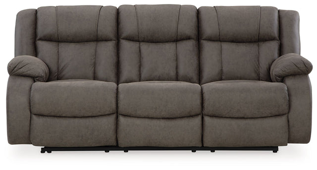 First Base - Gunmetal - Reclining Sofa by Signature Design by Ashley® | Bel Furniture