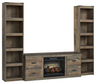 Trinell - 3-Piece Entertainment Center With Electric Fireplace - Brown