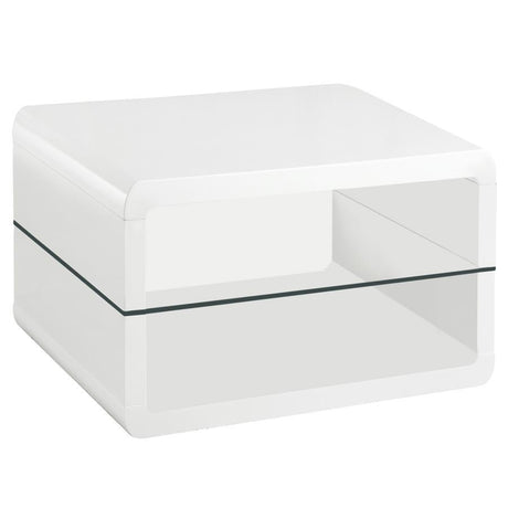 Elana - 1-Shelf Rectangular Side End Table - White High Gloss by CoasterEssence | Bel Furniture
