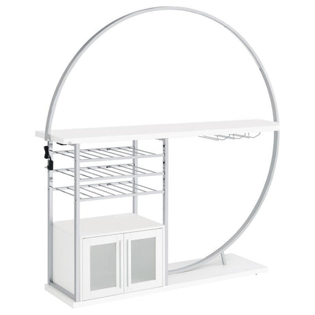 Risley - 2-Door Circular LED Home Bar With Wine Storage White by Coaster Fine Furniture | Bel Furniture