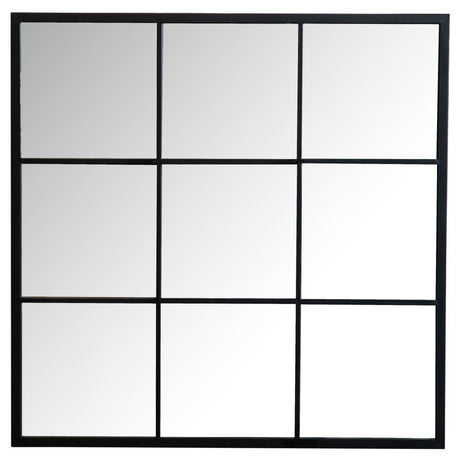 Quetzal - Square Window Pane Wall Mirror - Black by CoasterEveryday | Bel Furniture