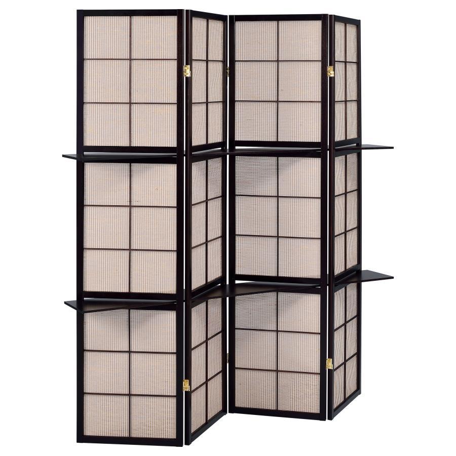 Iggy - 4-Panel Room Divider Folding Shoji Screen - Cappuccino by CoasterEveryday | Bel Furniture