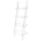 Amaturo - 4-Shelf Acrylic Ladder Bookshelf - Clear by CoasterEssence | Bel Furniture