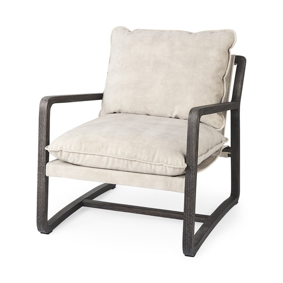 Modern Rustic Cozy Accent Chair - Black and Cream