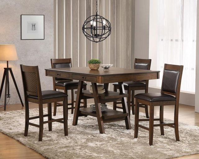 Dewey - 5 Piece Rectangular Dining Table Set - Walnut by CoasterEssence | Bel Furniture
