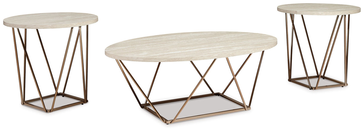 Tarica - White / Metallic - Occasional Table Set (Set of 3) by Signature Design by Ashley® | Bel Furniture