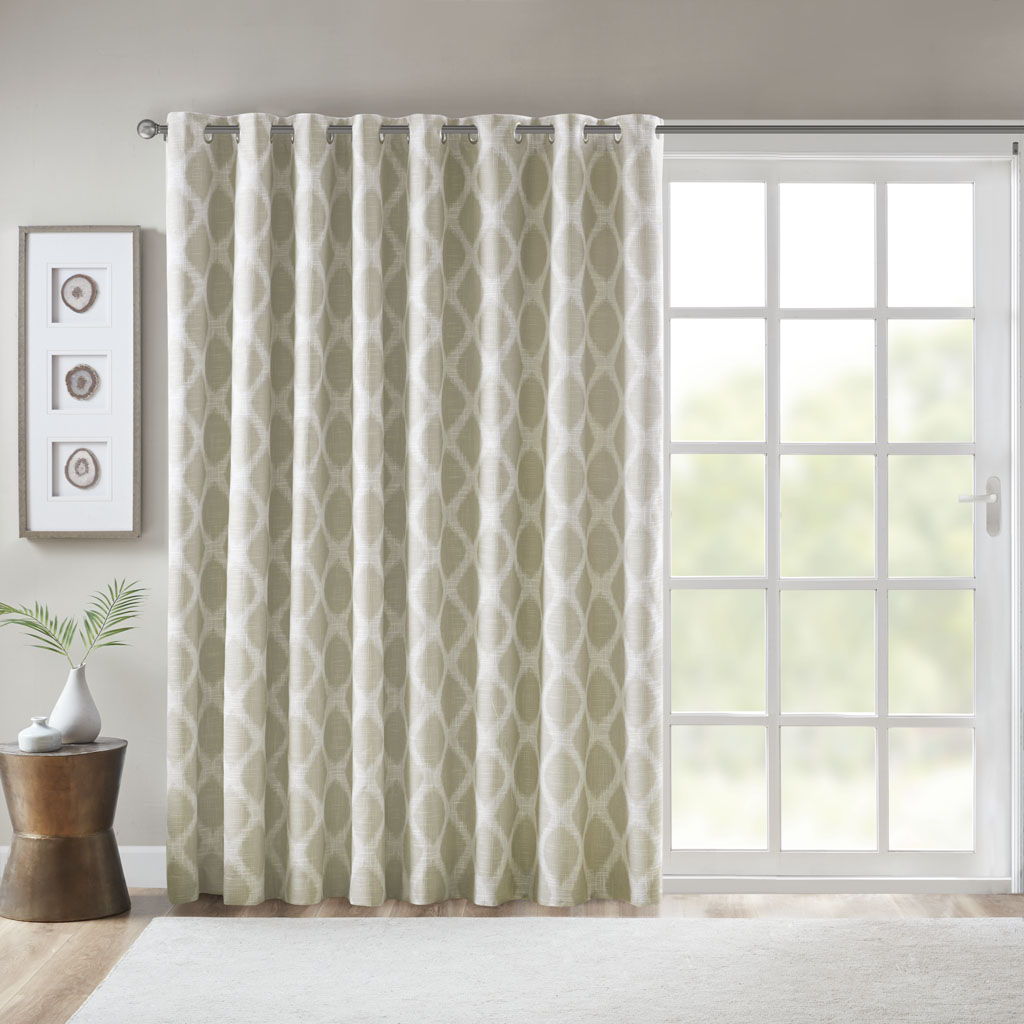 Blakesly - Printed Ikat Blackout Patio Curtain - Taupe
