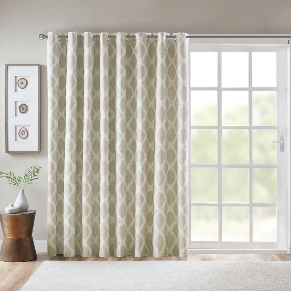 Blakesly - Printed Ikat Blackout Patio Curtain - Taupe