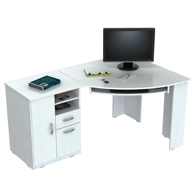 L-Shape Corner Computer Desk - White Finish