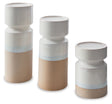 Hurston - Ivory / Brown - Candle Holder Set (Set of 3) by Signature Design by Ashley® | Bel Furniture