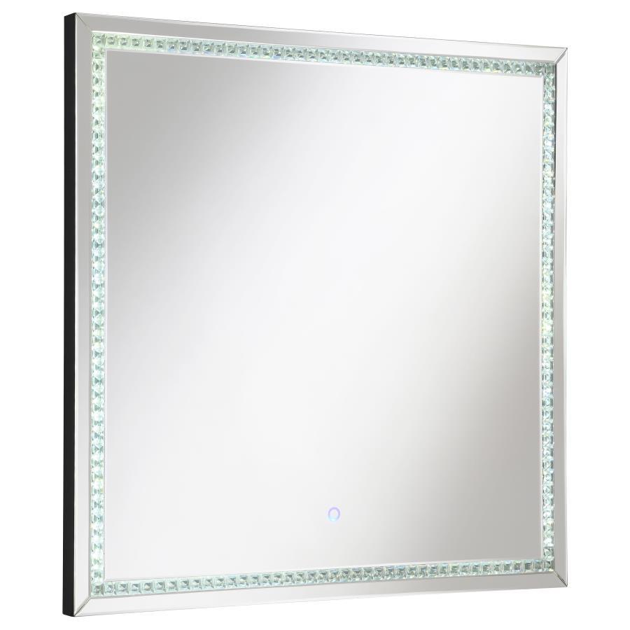 Noelle - Square Wall Mirror With Led Lights - Silver