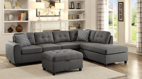 Stonenesse - Sectional Sofa With Storage Ottoman Set - Gray by CoasterEveryday | Bel Furniture
