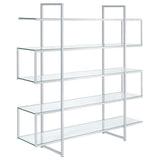Elmer - 5-Shelf Bookshelf - Clear And Chrome by CoasterElevations | Bel Furniture
