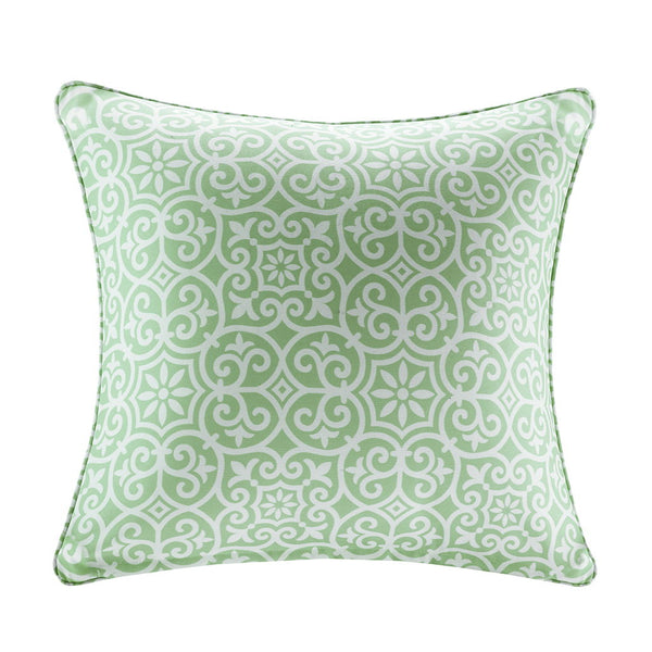 Aptos - Printed Fret 3M Scotchgard Outdoor Square Pillow - Green