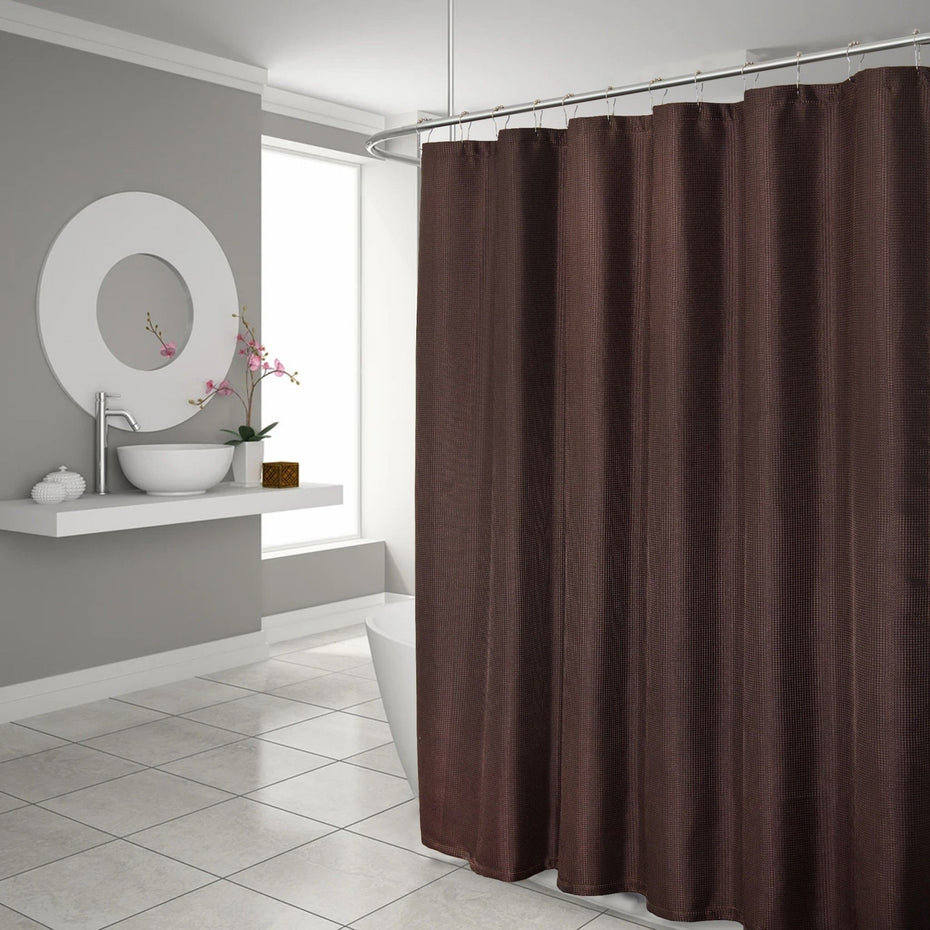 Waffle Weave Shower Curtain - Luxurious Brown