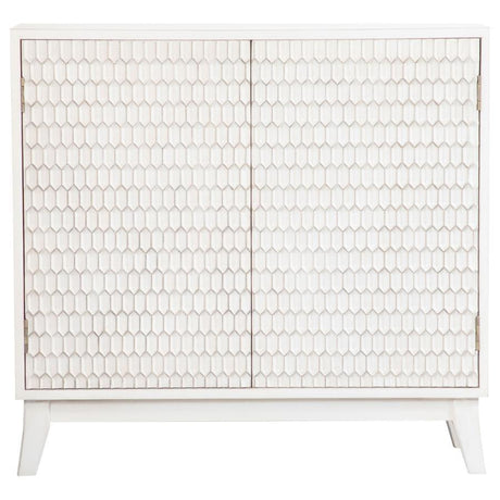 Gambon - 2 Door Wood Honeycomb Pattern Accent Cabinet - White by CoasterElevations | Bel Furniture