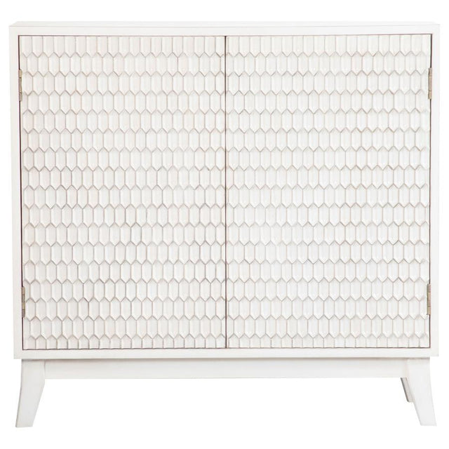 Gambon - 2 Door Wood Honeycomb Pattern Accent Cabinet - White by CoasterElevations | Bel Furniture