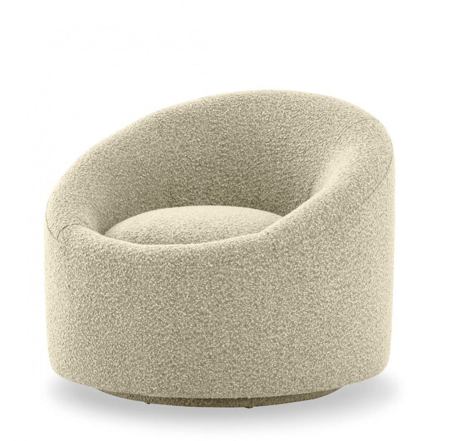 100% Polyester Solid Color Swivel Barrel Chair 33" - Beige