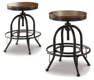 Valebeck - Swivel Barstool (Set of 2) Dark Brown 18''W x 18''D x 24''H by Signature Design by Ashley® | Bel Furniture
