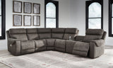 Hoopster - Gunmetal - Zero Wall Power Recliner with Console 6 Pc Sectional by Signature Design by Ashley® | Bel Furniture