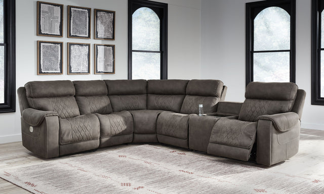 Hoopster - Gunmetal - Zero Wall Power Recliner with Console 6 Pc Sectional by Signature Design by Ashley® | Bel Furniture