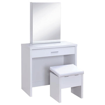 Harvey - 2-piece Vanity Set with Lift-Top Stool White by CoasterEssence | Bel Furniture