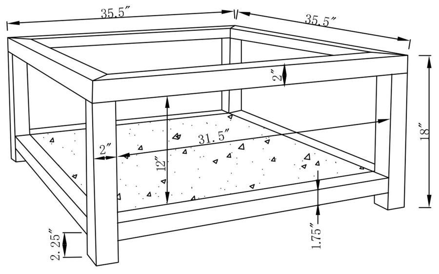 Valentina - 1-Shelf Square Glass Top Coffee Table - Silver